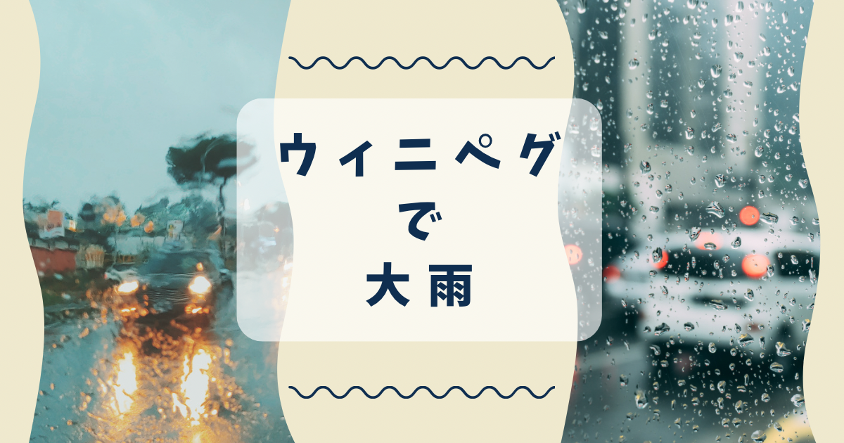 ウィニペグの大雨の中を車が走るイメージの写真